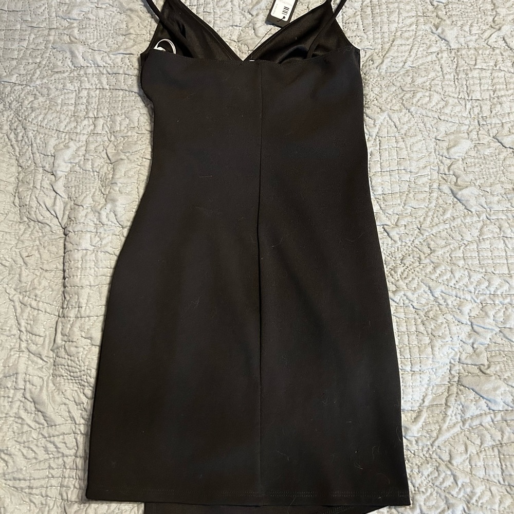 Lulu's Black Asymmetrical Wrap Cocktail Dress - Picture 3 of 3